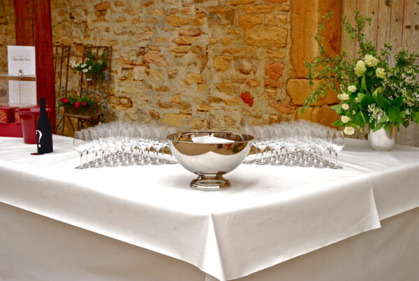 Vaulted room set for a reception