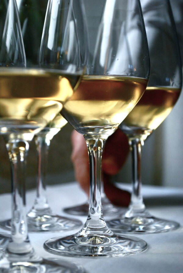 Wine glasses ready for a tasting